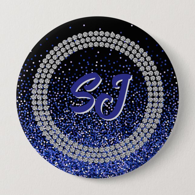 Royale Glitz Rhinestone Monogram Button (Front)