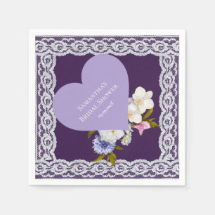 Royale Plum and Lace Bridal Shower Napkin