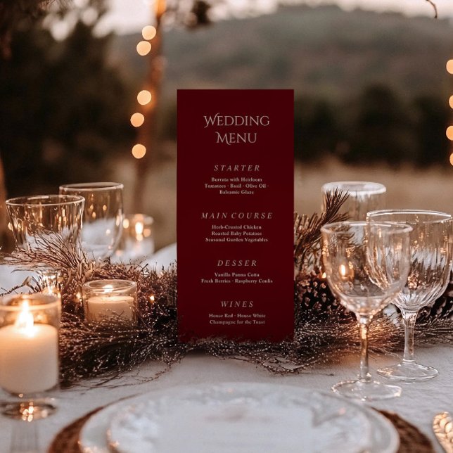Royale vintage burgundy script wedding menu (Creator Uploaded)