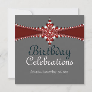 Royalty Red Silver Grand Birthday Invitation