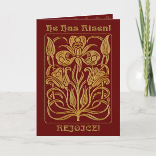 Roycroft Easter Brick Red and Gold (Personalised) Holiday Card