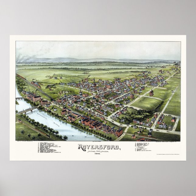 Royersford, PA Panoramic Map - 1893 Poster (Front)