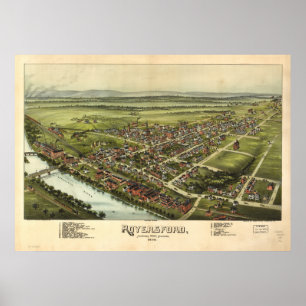 Royersford Pennsylvania 1893 Antique Panoramic Map Poster