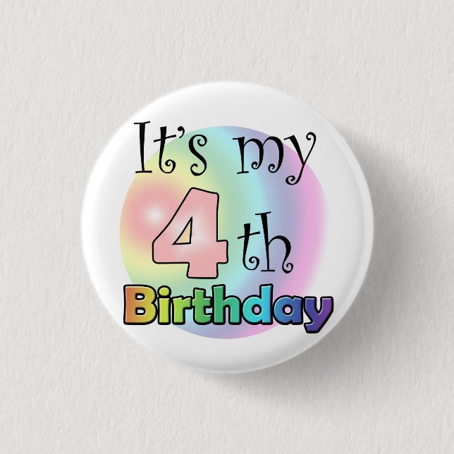 Roze It's my 4th Birthday 3 Cm Round Badge (Front)