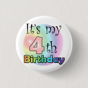 Roze It's my 4th Birthday 3 Cm Round Badge