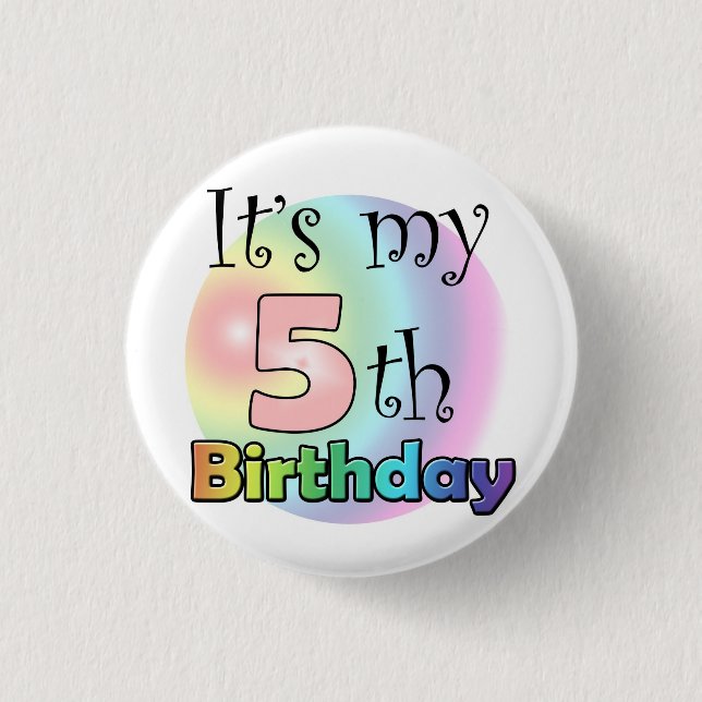 Roze It's my 5th Birthday 3 Cm Round Badge (Front)