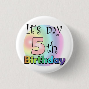 Roze It's my 5th Birthday 3 Cm Round Badge