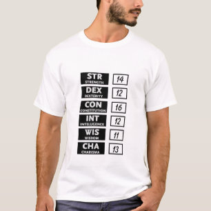 RPG Ability Score (Black & White) T-Shirt
