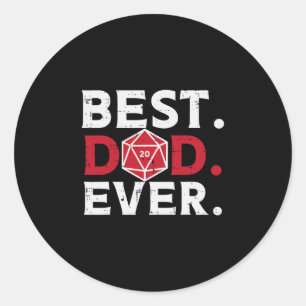 Rpg Best Dad Ever Funny Gamer Daddy Papa Men Classic Round Sticker