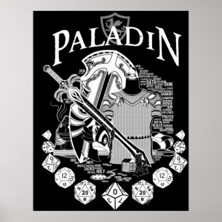 RPG Class Series Paladin - White Text Poster