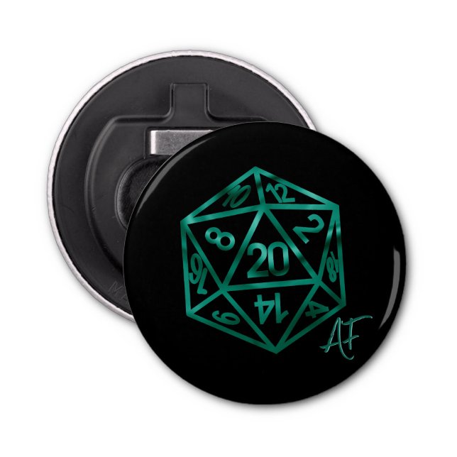 RPG Crit AF | Emerald Fantasy Tabletop Gamer Dice Bottle Opener (Front)