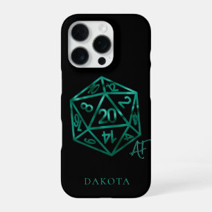 RPG Crit AF Emerald Fantasy Tabletop Gamer Dice iPhone 16 Pro Case