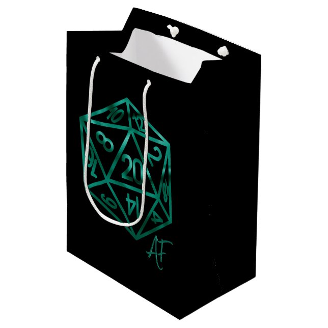 RPG Crit AF | Emerald Fantasy Tabletop Gamer Dice Medium Gift Bag (Front Angled)