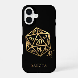 RPG Crit AF Gold Fantasy Tabletop PnP Gamer Dice iPhone 16 Case