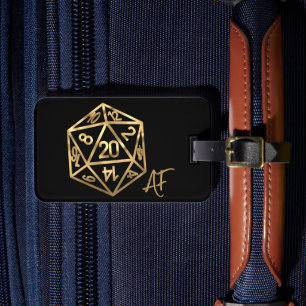 RPG Crit AF Gold Fantasy Tabletop PnP Gamer Dice Luggage Tag