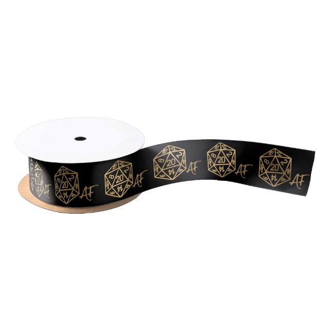 RPG Crit AF | Gold Fantasy Tabletop PnP Gamer Dice Satin Ribbon (Spool)