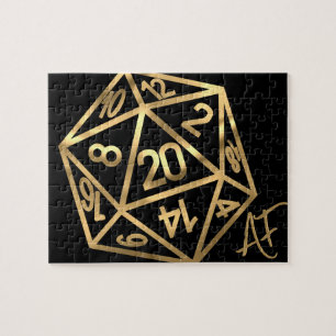 RPG Crit AF Gold Retro Tabletop Role Player Dice Jigsaw Puzzle