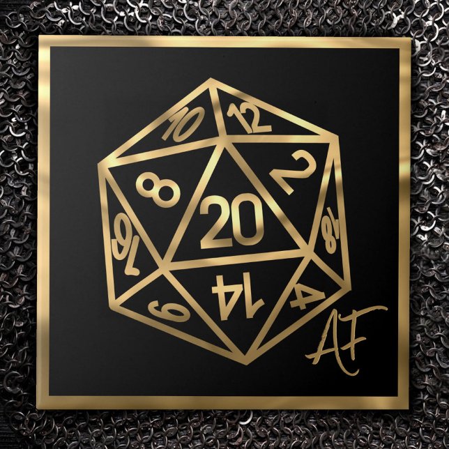 RPG Crit AF | Gold Retro Tabletop Role Player Dice Tile (Creator Uploaded)