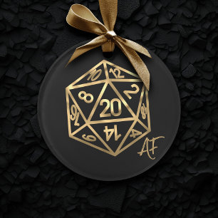 RPG Crit AF   Gold Retro Tabletop Roleplayer Dice Ornament