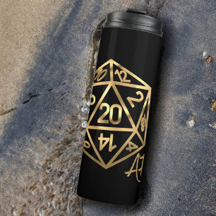 RPG Crit AF   Gold Retro Tabletop Roleplayer Dice Thermal Tumbler
