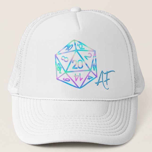 RPG Crit AF | Holo Retro PnP Tabletop Gamer Dice Trucker Hat (Front)