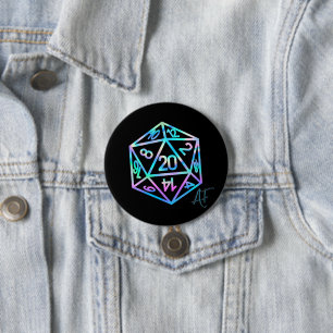 RPG Crit AF   Holo Retro Tabletop Roleplayer Dice 7.5 Cm Round Badge