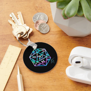 RPG Crit AF   Holo Retro Tabletop Roleplayer Dice Key Ring