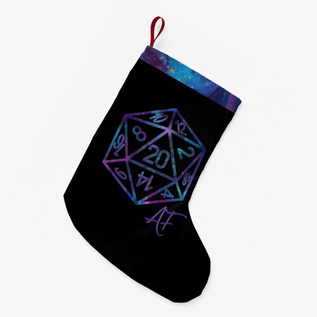 RPG Crit AF | Nebula Fantasy Tabletop Gamer Dice Small Christmas Stocking (Front (Hanging))