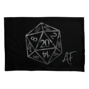 RPG Crit AF   Silver Fantasy Tabletop Gamer Dice Pillowcase