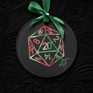 RPG Crit AF   XMAS Fantasy Tabletop Gamer Dice Ornament