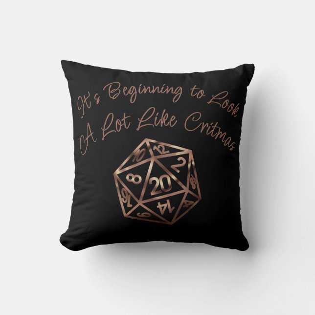 RPG Critmas | Blue Fantasy Tabletop Gamer Dice Cushion (Front)