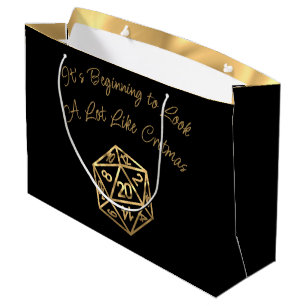 RPG Critmas   Gold Fantasy Tabletop Gamer Dice Large Gift Bag