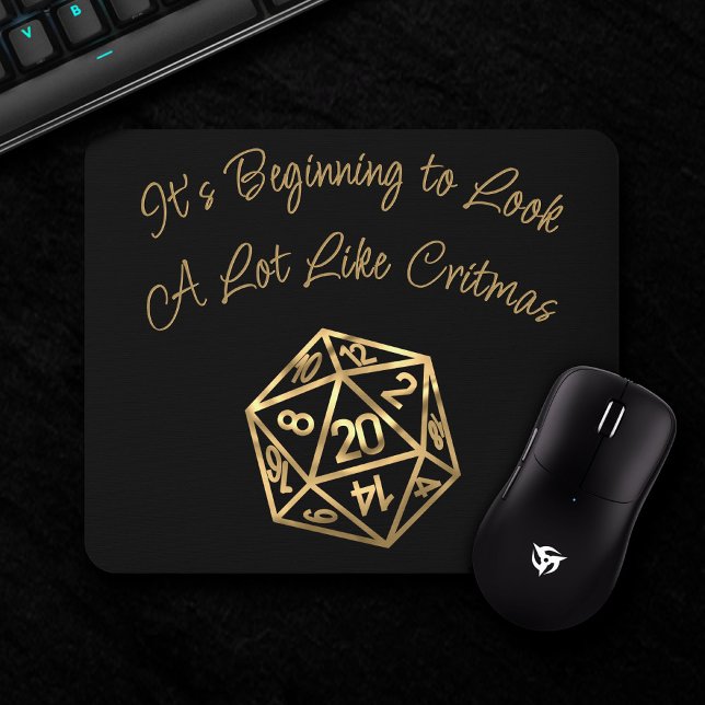 RPG Critmas | Gold Fantasy Tabletop Gamer Dice Mouse Mat (Creator Uploaded)