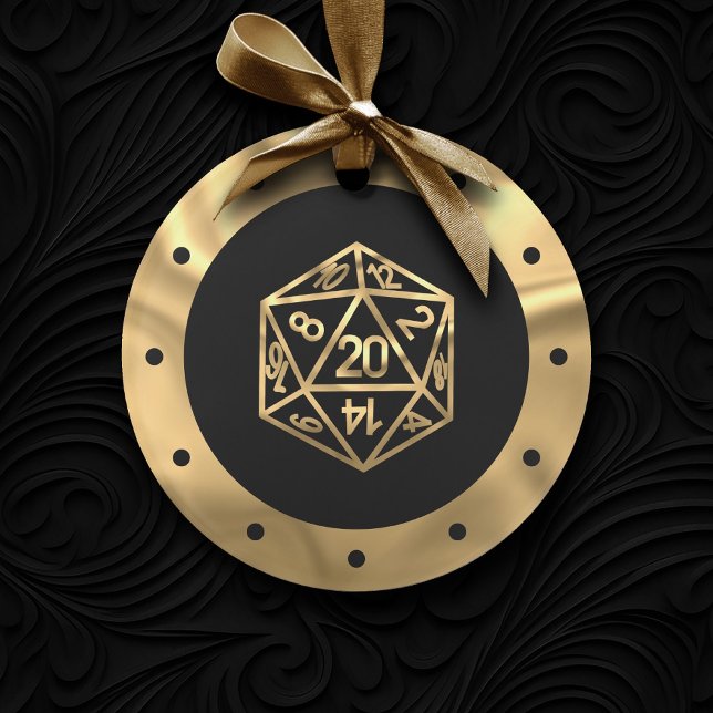 RPG Critmas | Gold Retro Tabletop Roleplayer Dice Ornament (Creator Uploaded)