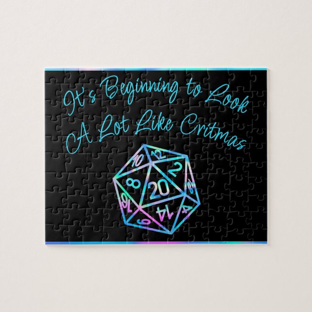 RPG Critmas | Holo Fantasy Tabletop Gamer Dice Jigsaw Puzzle (Horizontal)