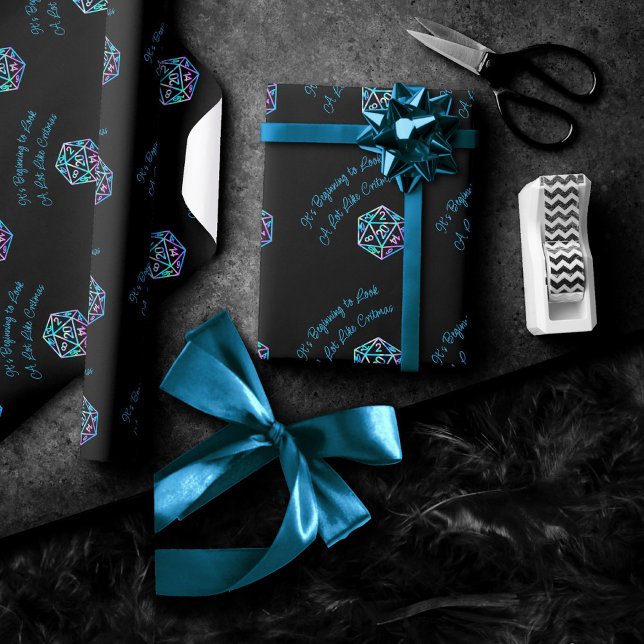 RPG Critmas | Holo Fantasy Tabletop Gamer Dice Wrapping Paper (Creator Uploaded)