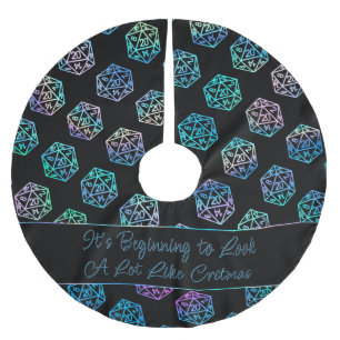 RPG Critmas   Holo Retro PnP Tabletop Gamer Dice Brushed Polyester Tree Skirt