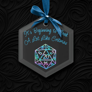 RPG Critmas   Holo Retro PnP Tabletop Gamer Dice Ceramic Tree Decoration