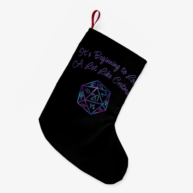 RPG Critmas | Nebula Tabletop PnP Roleplayer Dice Small Christmas Stocking (Front (Hanging))