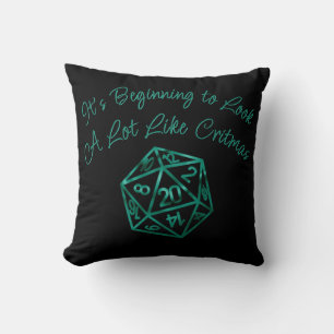 RPG Critmas   Neon Green Tabletop PnP Gamer Dice Cushion
