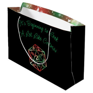 RPG Critmas   Neon Green Tabletop PnP Gamer Dice Large Gift Bag