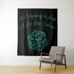 RPG Critmas Neon Green Tabletop PnP Gamer Dice Tapestry