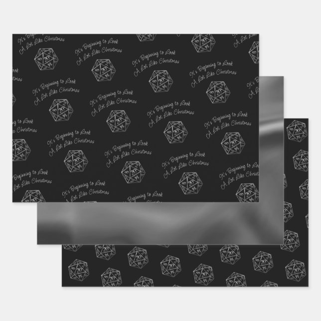 RPG Critmas | Old School Tabletop Roleplayer Dice Wrapping Paper Sheet (Set)