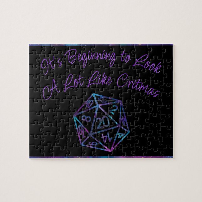 RPG Critmas Purple | Fantasy Tabletop Gamer Dice Jigsaw Puzzle (Horizontal)