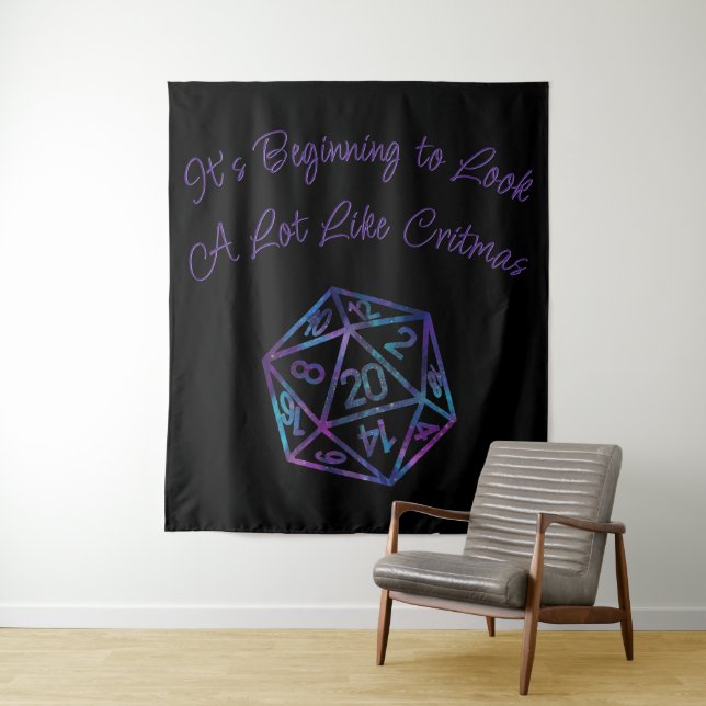 RPG Critmas Purple | Fantasy Tabletop Gamer Dice Tapestry (In Situ)