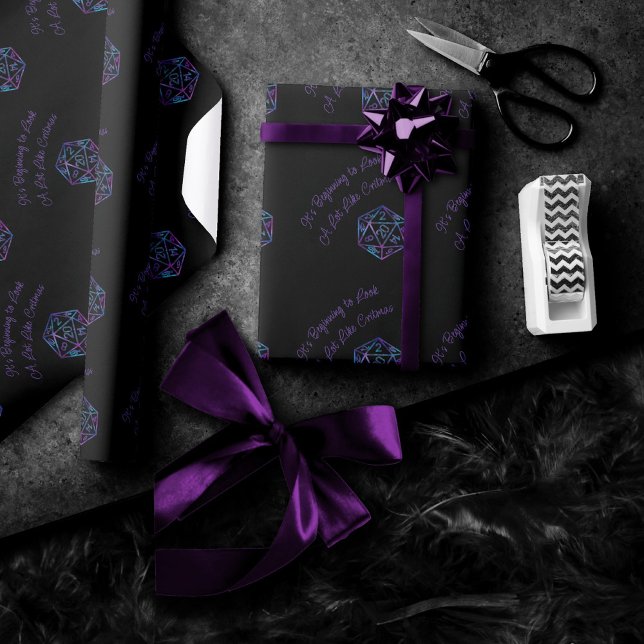 RPG Critmas Purple | Fantasy Tabletop Gamer Dice Wrapping Paper (Creator Uploaded)