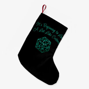 RPG Critmas Teal Green Tabletop Roleplayer Dice Small Christmas Stocking