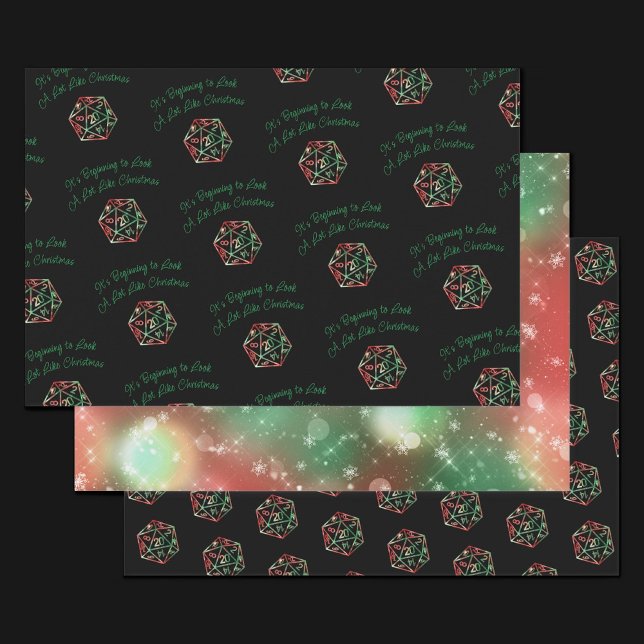 RPG Critmas | XMAS Fantasy Tabletop Gamer Dice Wrapping Paper Sheet (Creator Uploaded)