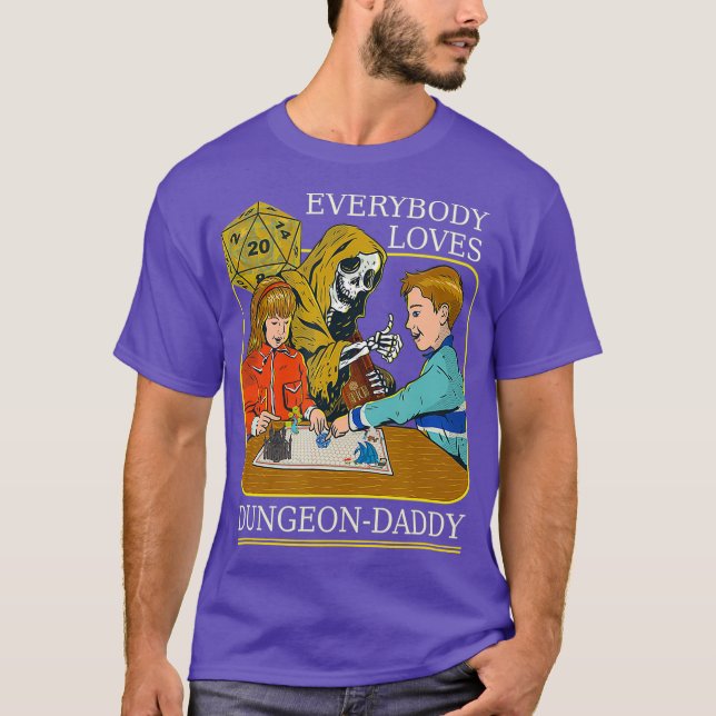 RPG D20 Dice Dungeon-Daddy Fantasy Pen and Paper T-Shirt (Front)