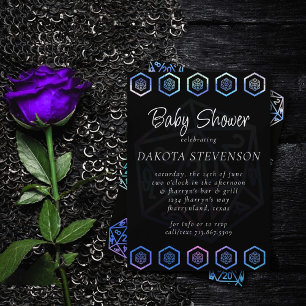 RPG Dice   Aurora Fantasy Tabletop Gamer Shower Invitation